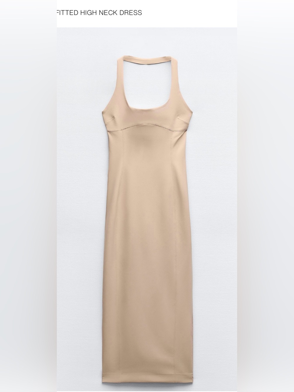 Zara Nude Halter Midi Dress - Picture 1 of 4